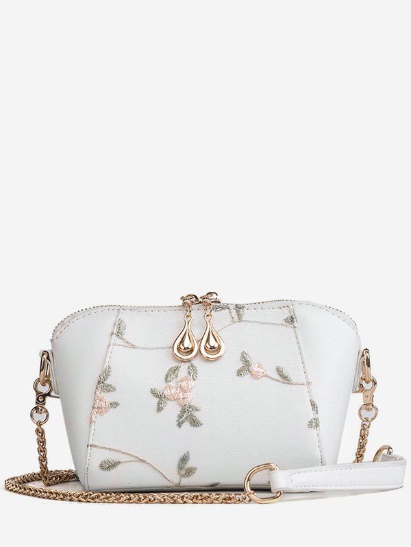 

Flower Embroidery Shell Shaped Chic Crossbody Bag, White