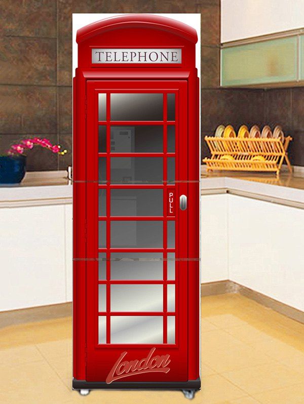 

Telephone Booth Print DIY Fridge Sticker, Red