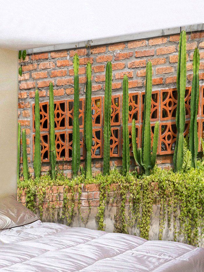 

Cactus Brick Pattern Tapestry Wall Hanging Decor, Pine green