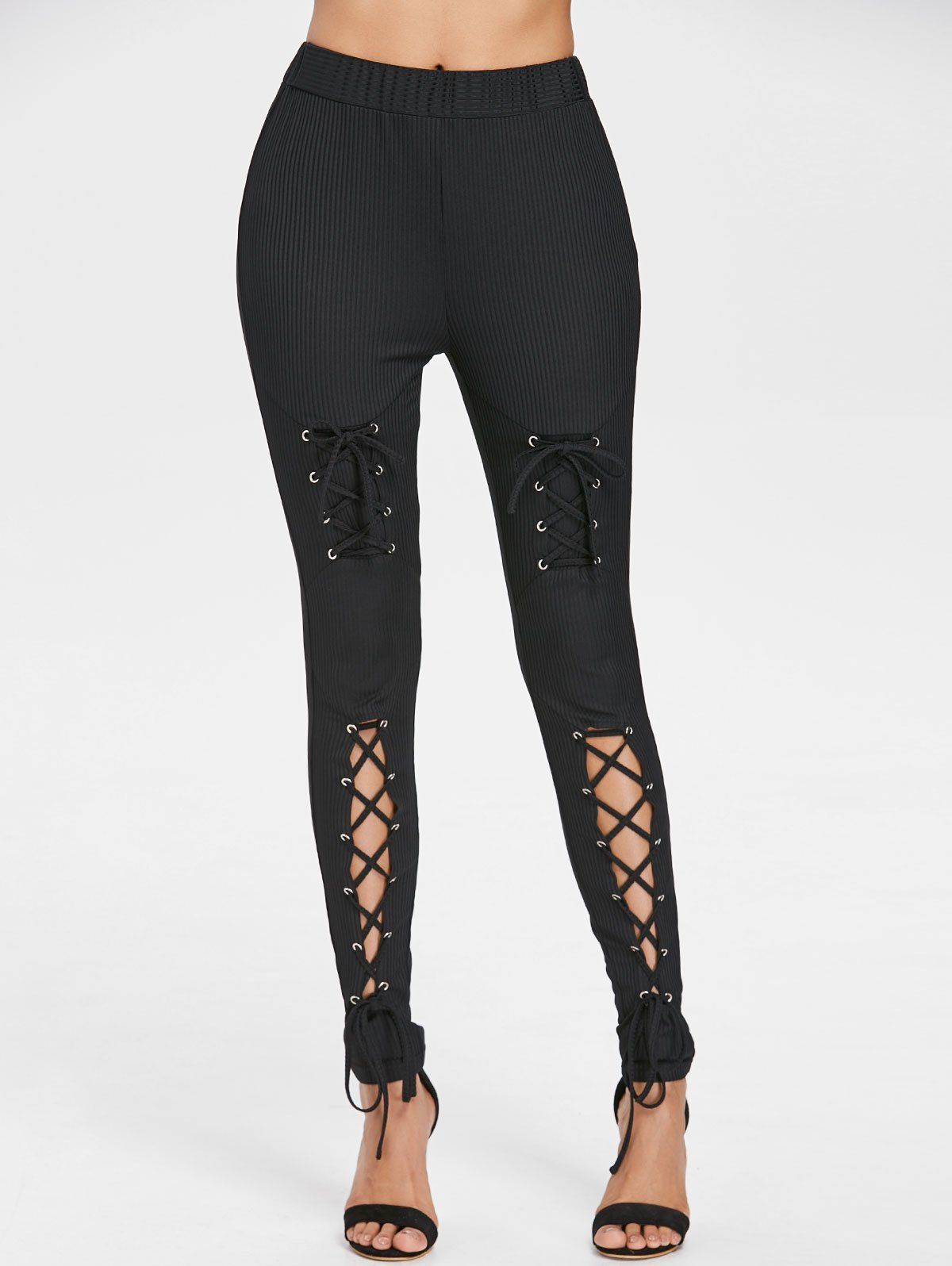 high waisted lace up pants