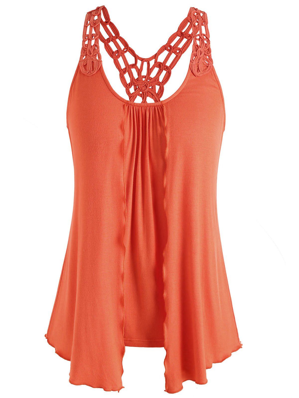

Double Layered Crochet Back Tank Top, Orange