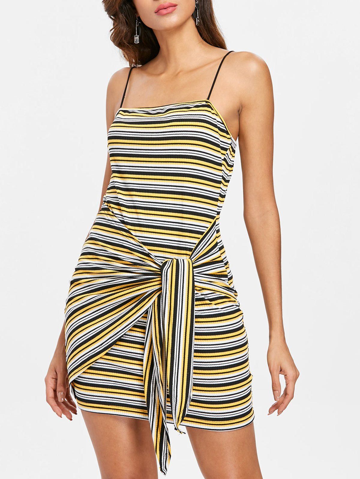 

Tie Striped Bodycon Dress, Yellow