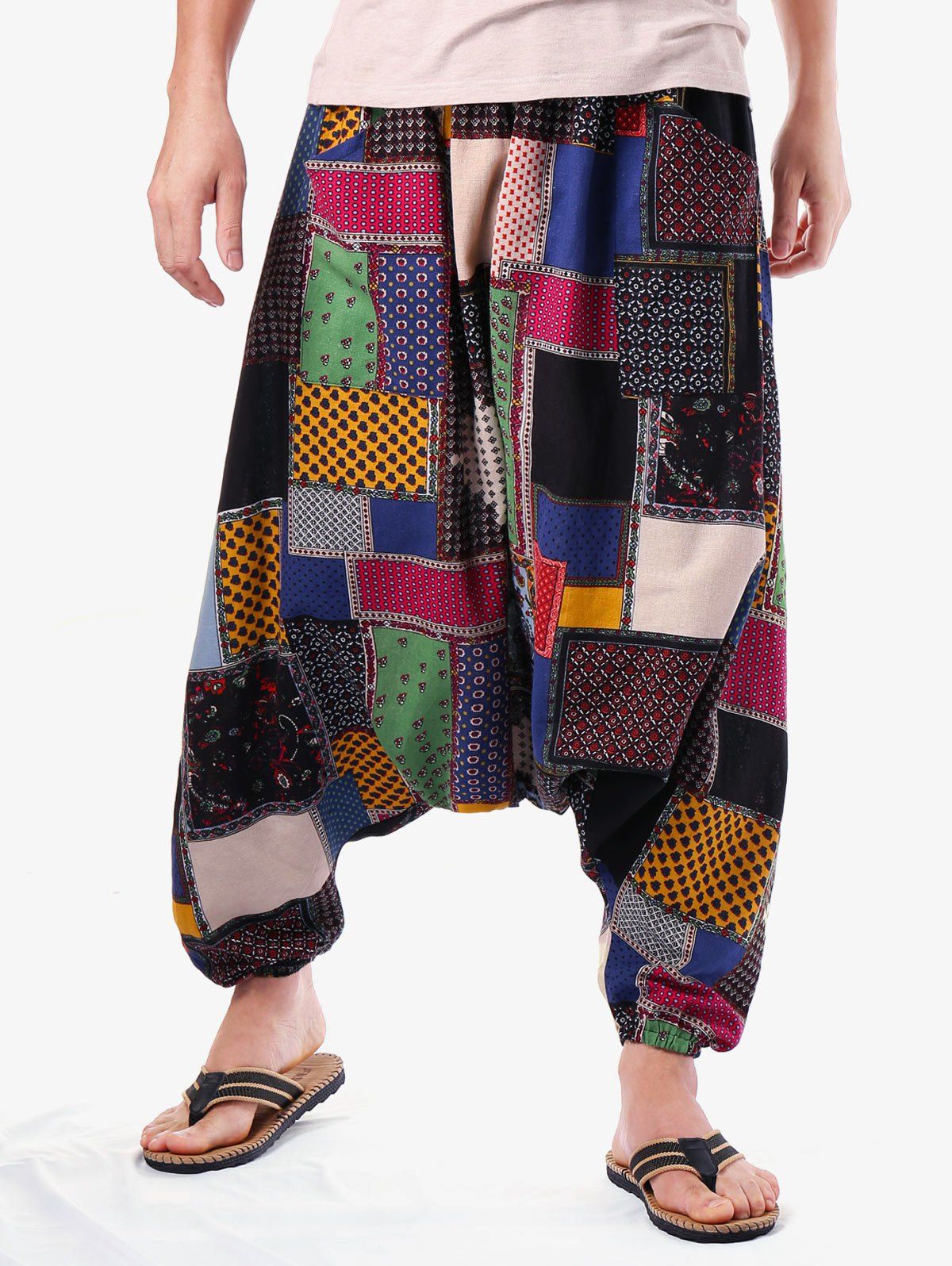 

Tribal Geometric Print Casual Harem Pants, Multi