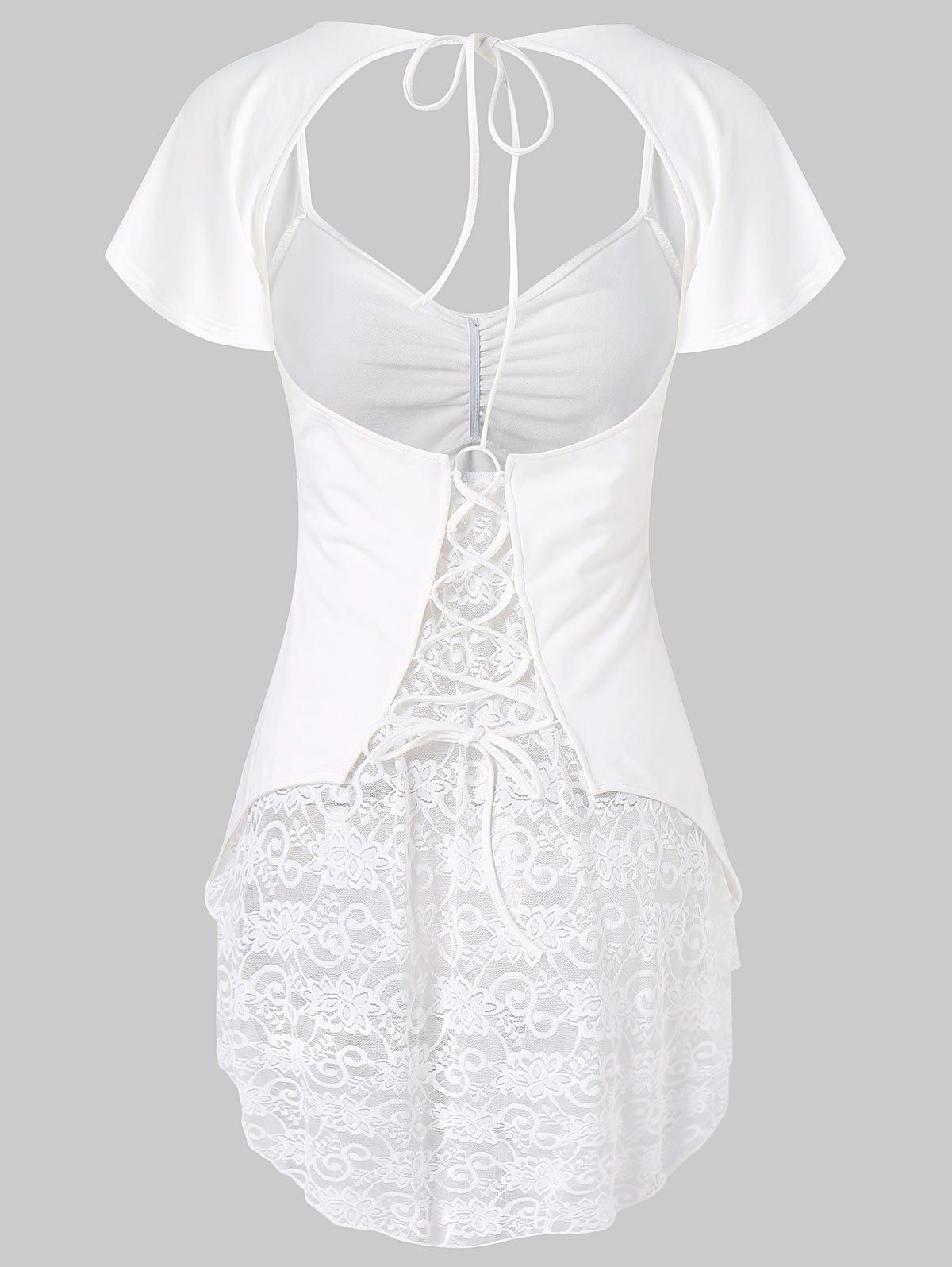 

Open Back Lace Insert Top, White
