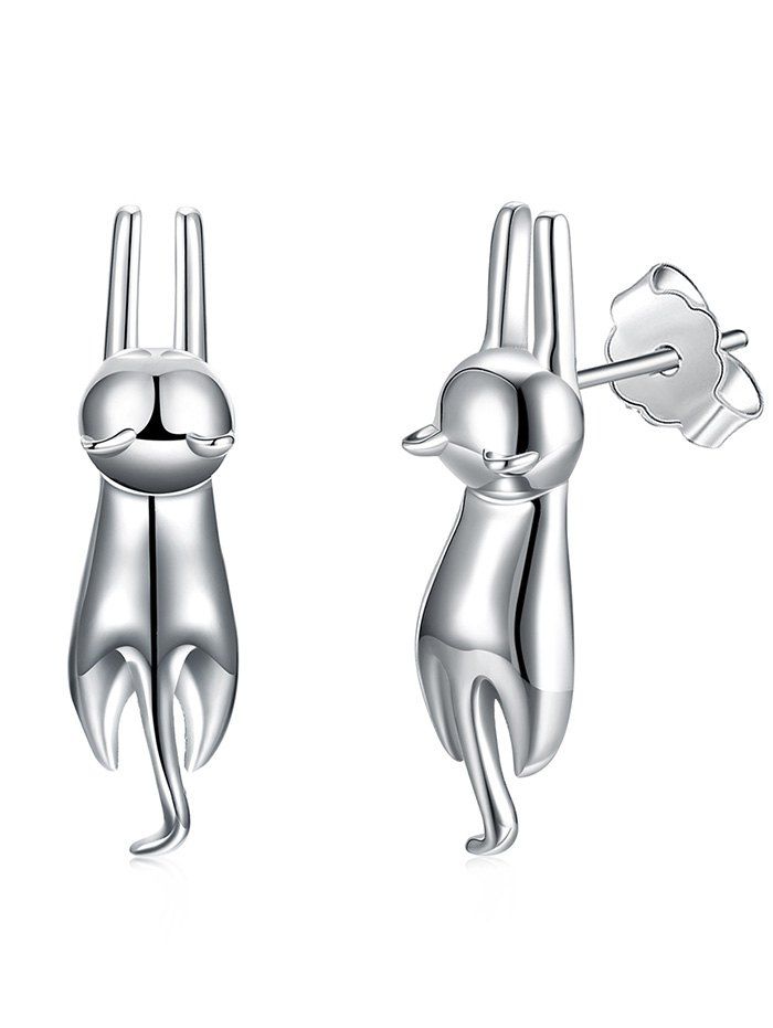 

Cute Jumping Cat Decorative Dangle Earrings, Silver