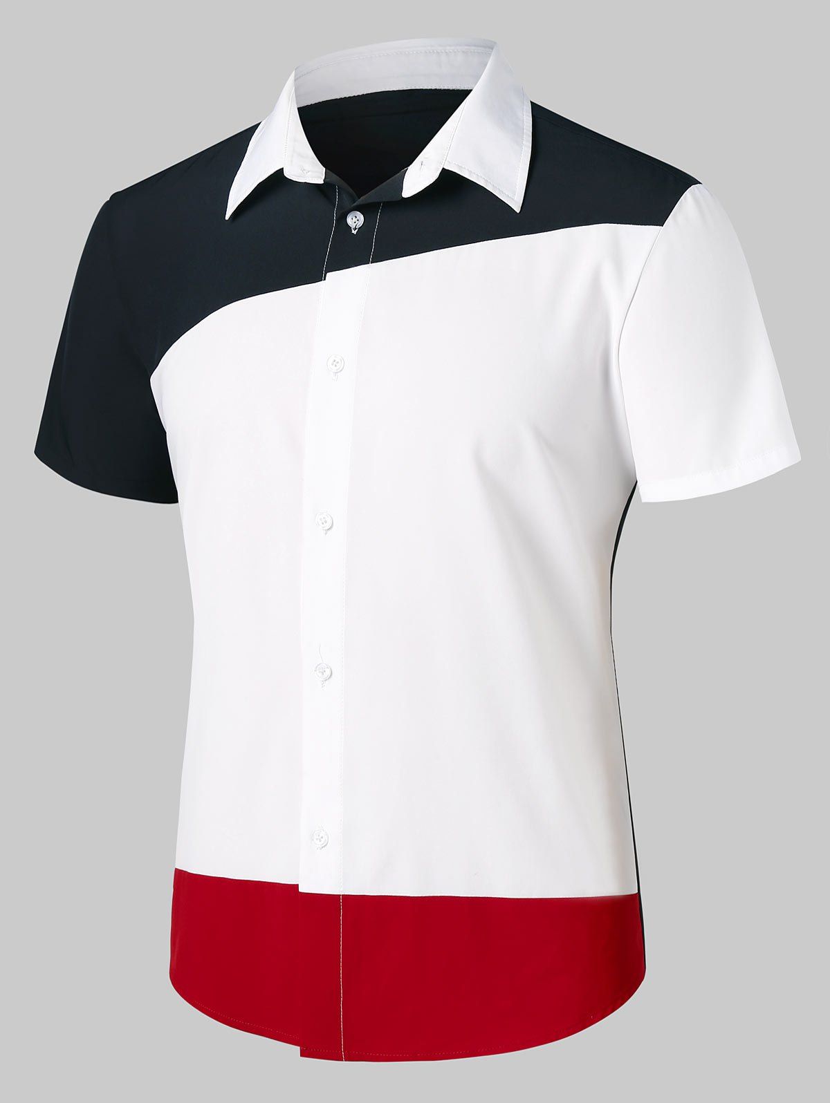 

Contrast Color Short Sleeve Shirt, White