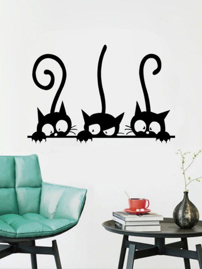 

Funny Kitten Removable Wall Sticker, Black
