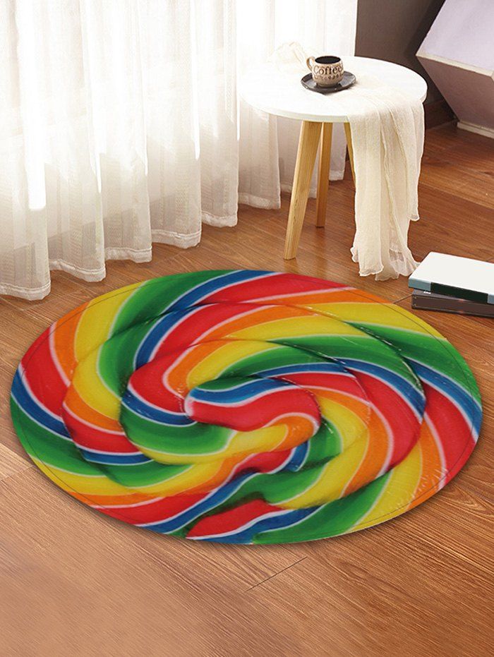 

Lollipop Printed Round Coral Fleece Floor Mat, Multi
