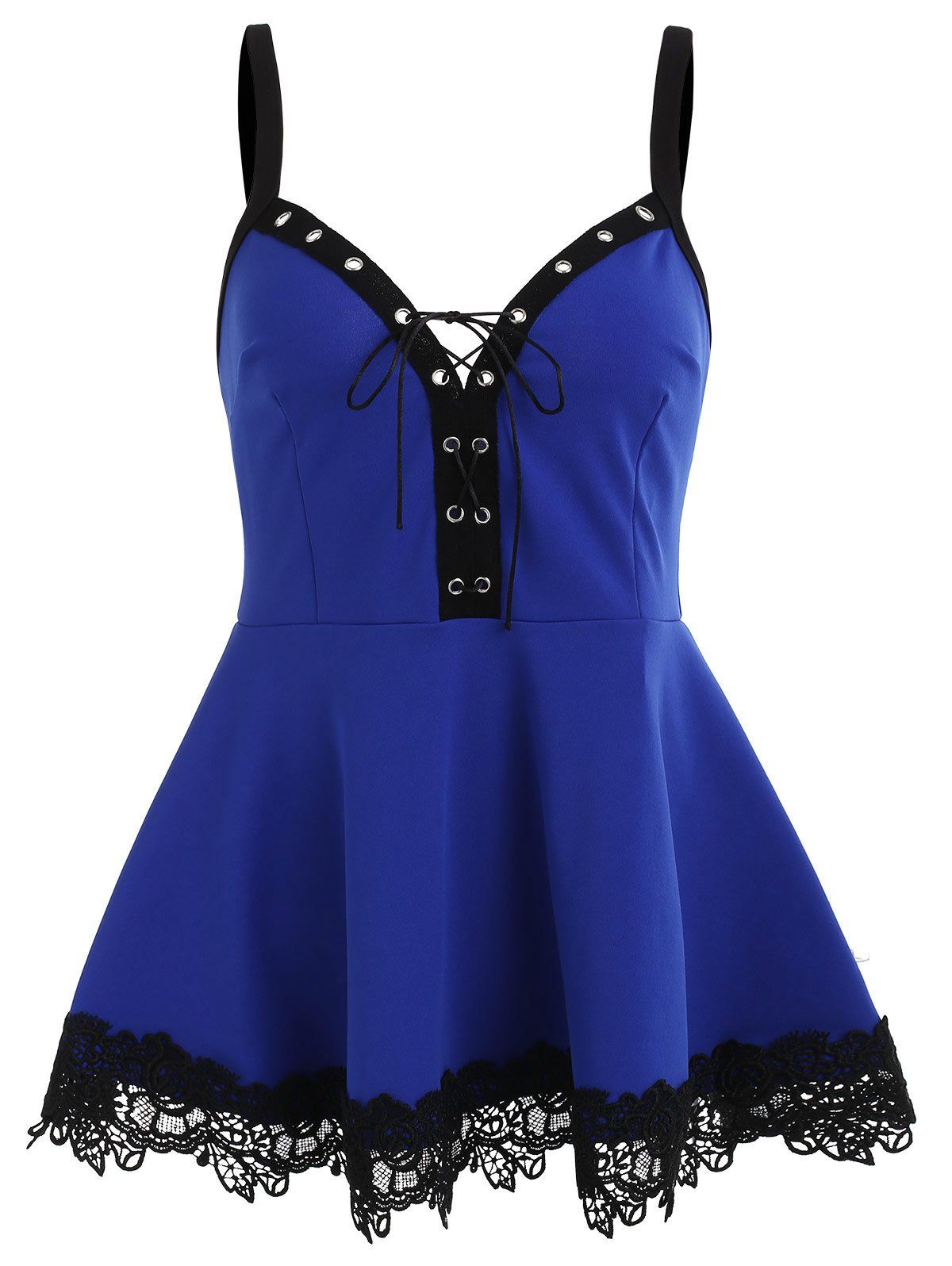 

Applique Hemline Lace Up Cami Top, Blue orchid