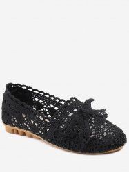 Hollow Out Bow Decorated Flat Heel Ballet Flats -  