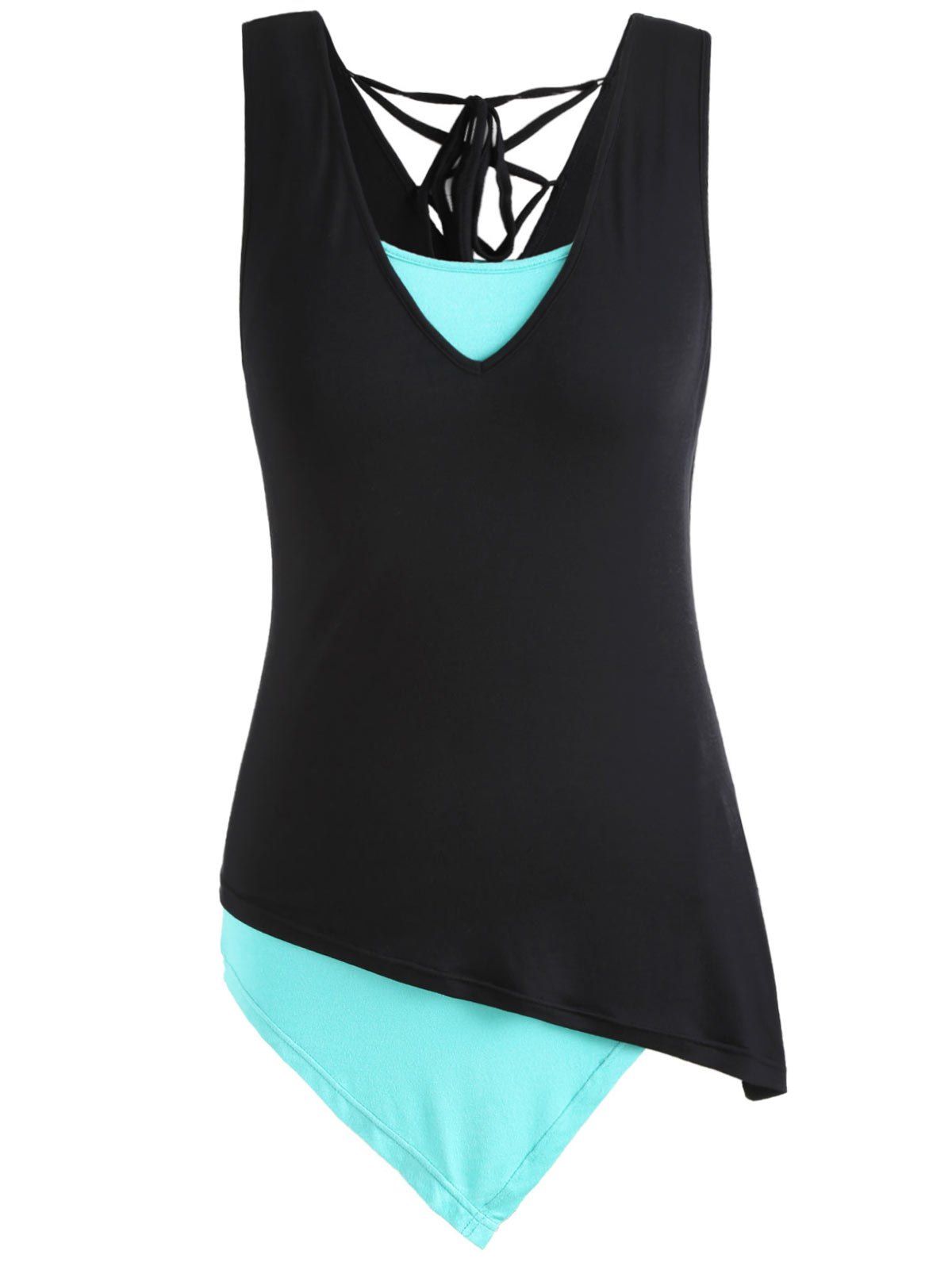 

Strappy Back Sleeveless Two Piece Tops, Black