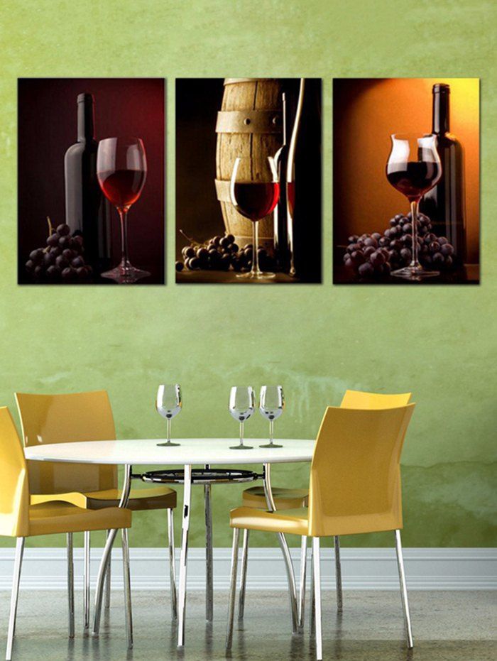 

Red Wine Print Unframed Split Canvas Paintings, Multi