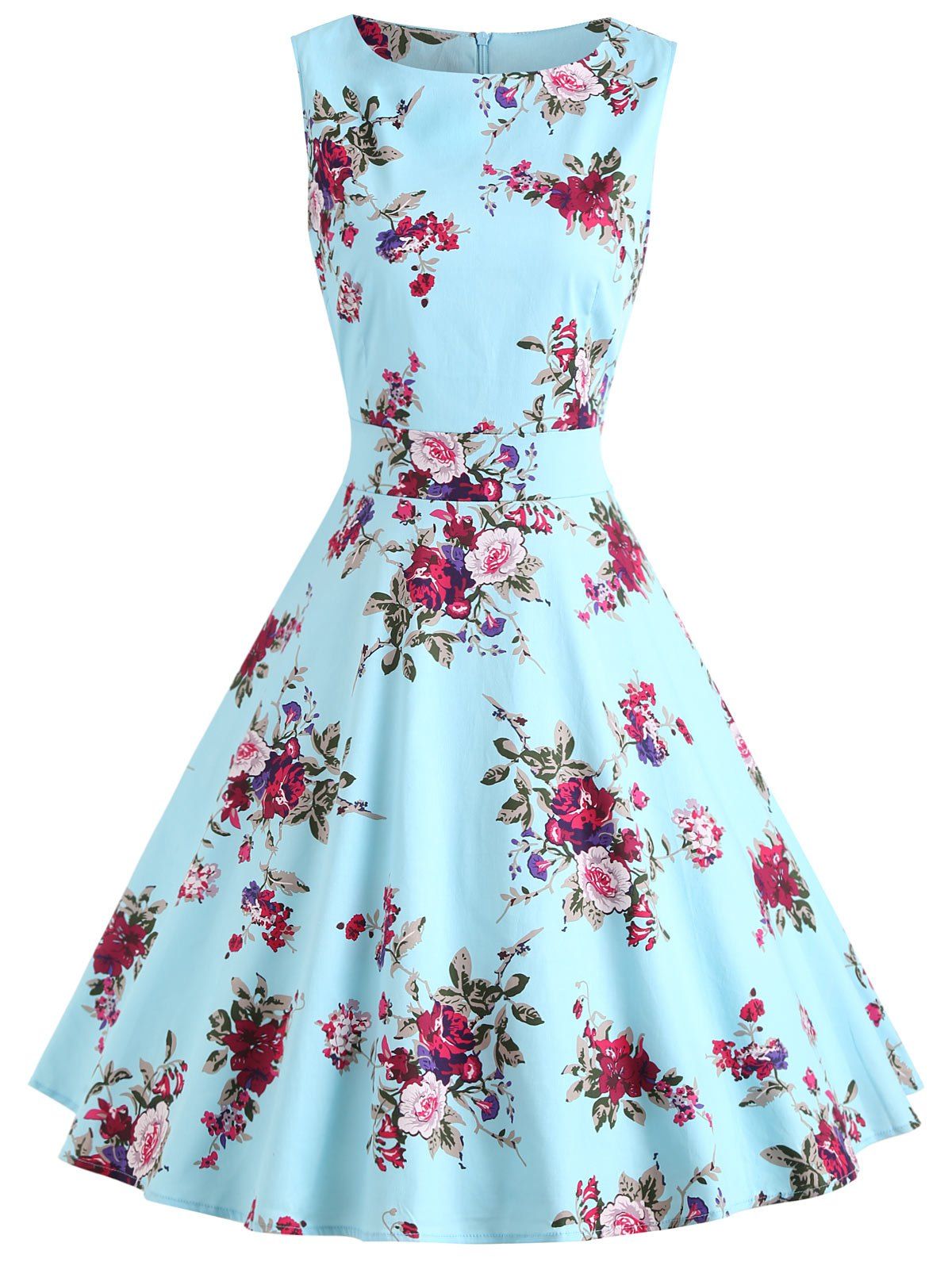 

Vintage Floral Fit and Flare Dress, Butterfly blue