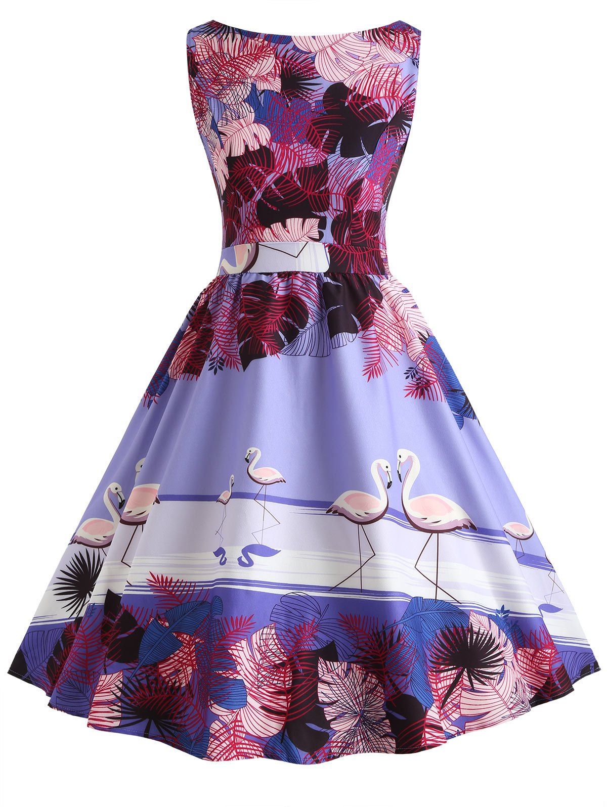 

Vintage Printed Fit and Flare Dress, Purple mimosa