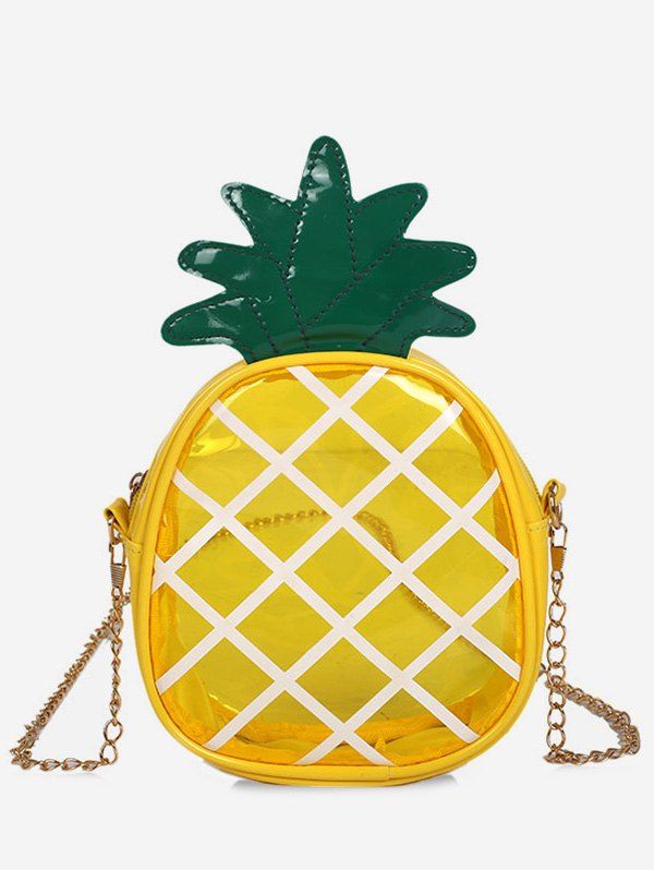 

Cross Transparent Pineapple Shaped Chain Crossbody Bag, Bee yellow