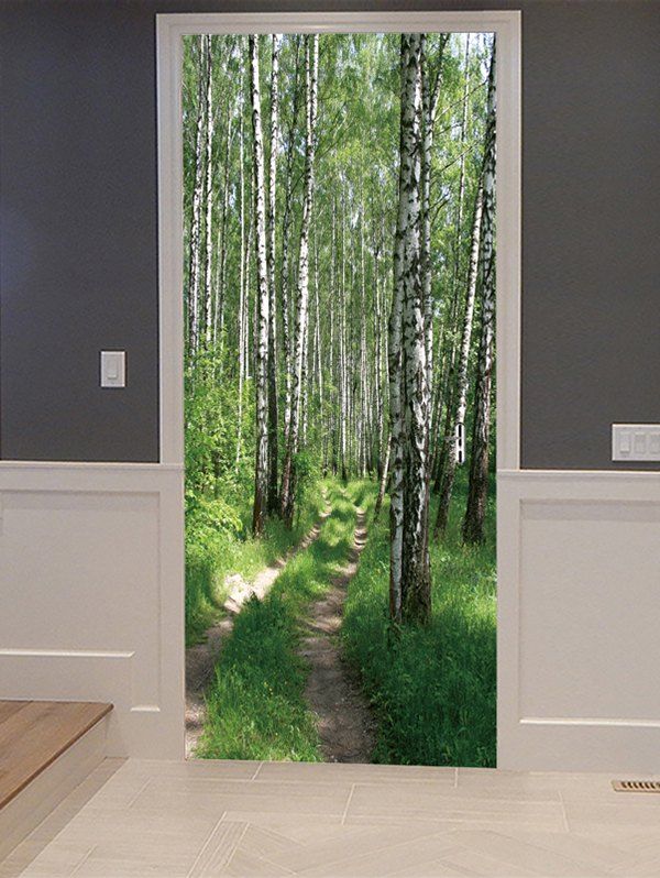 

Forest Path Print Door Cover Stickers, Green