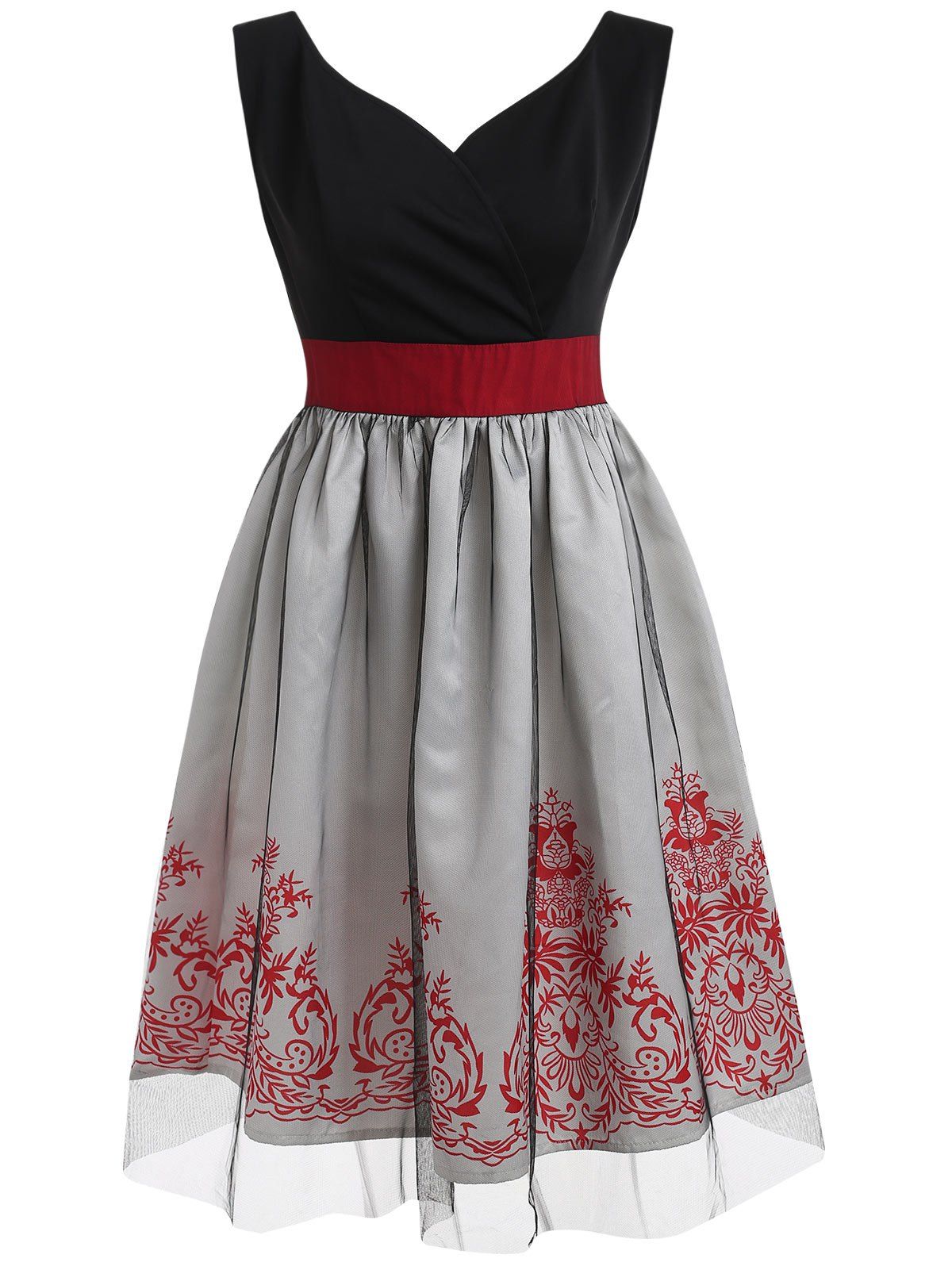 

Sleeveless Vintage Fit and Flare Dress, Black