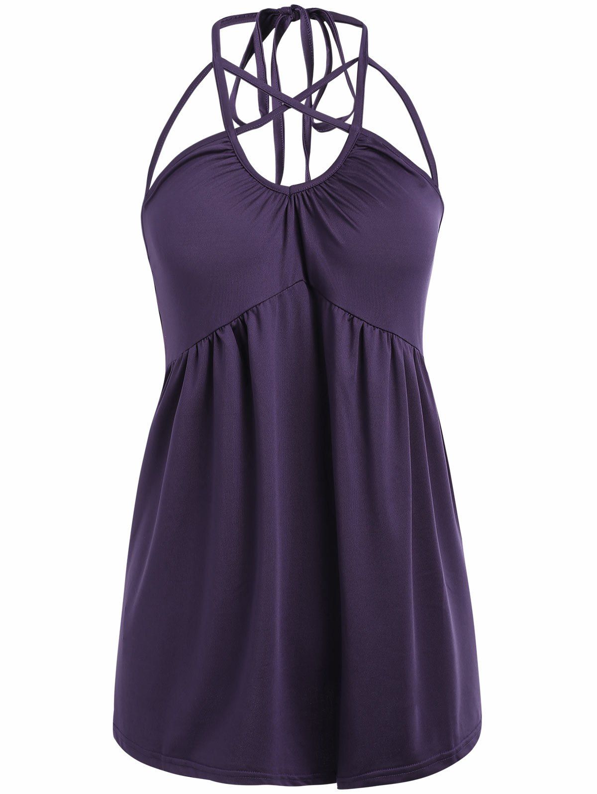 

Open Back Strappy Swing Top, Plum purple