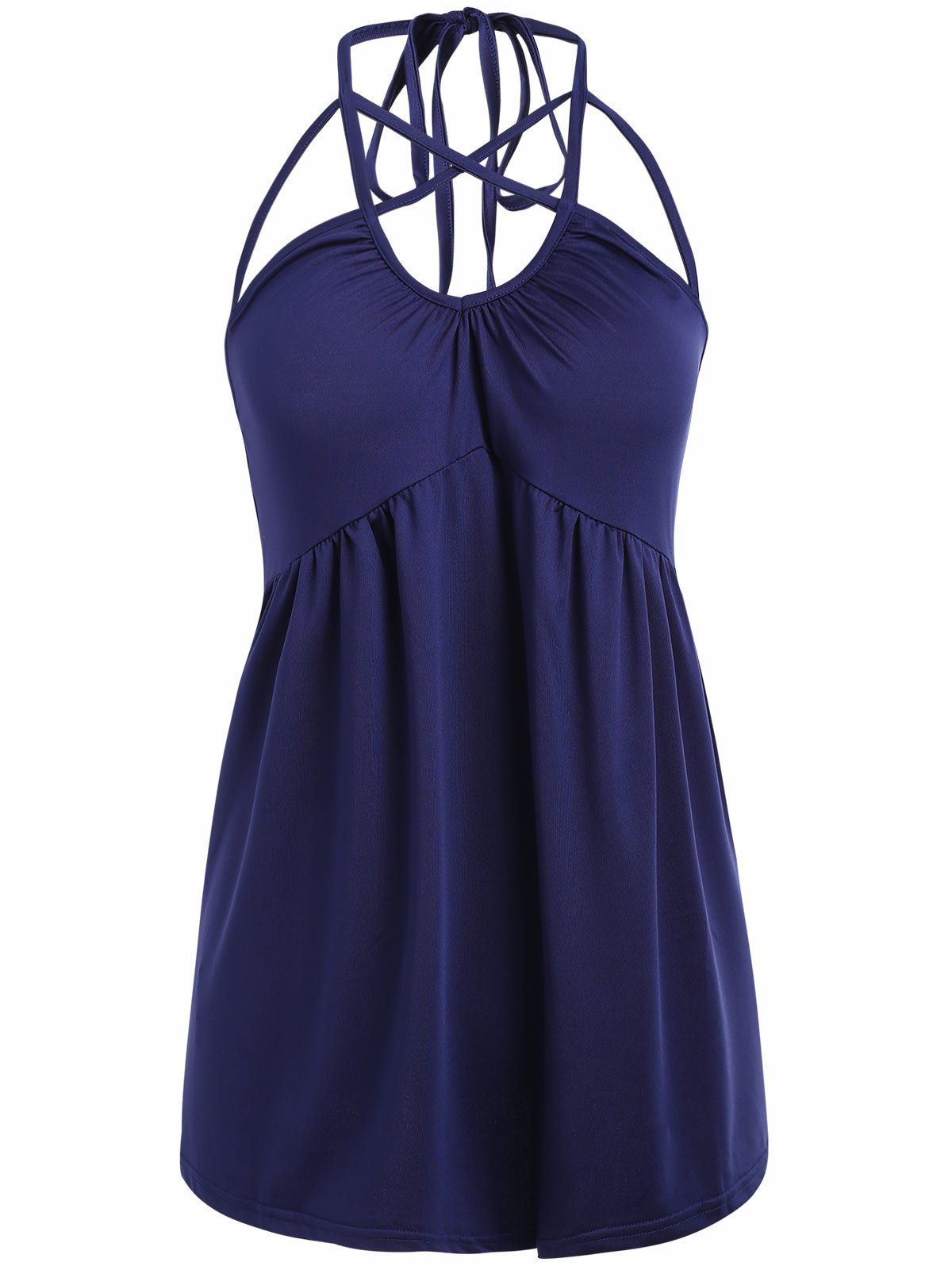 

Open Back Strappy Swing Top, Navy blue