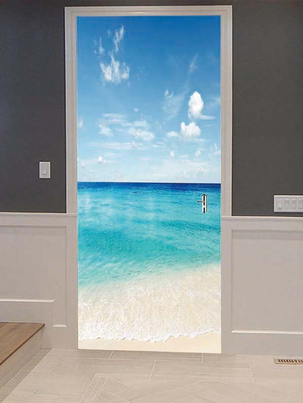 

Fine Day Beach Print Door Cover Stickers, Multi