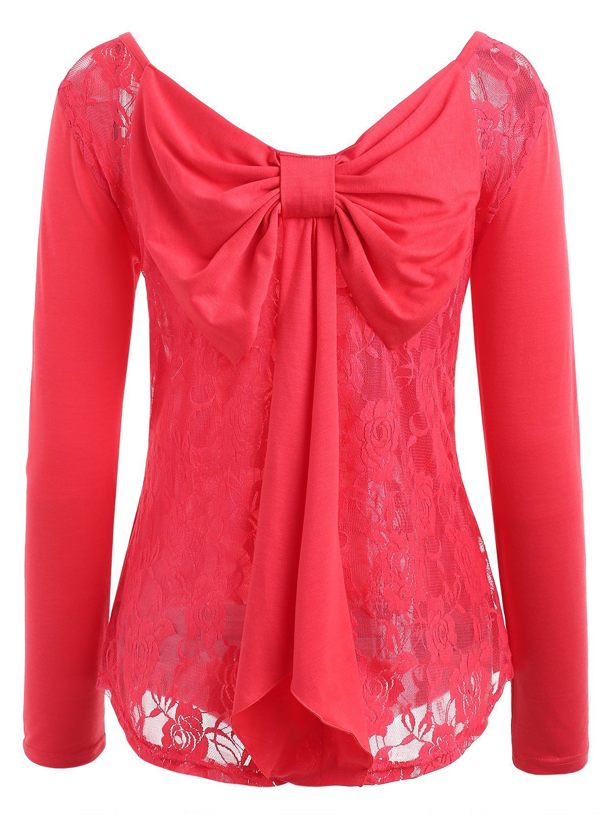 

Floral Lace Bow Tie Top, Watermelon pink