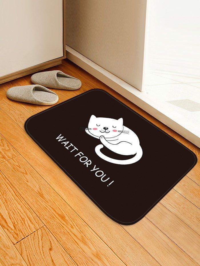 

Uhommi Cartoon Sleeping Cat Print Antiskid Floor Rug, Midnight