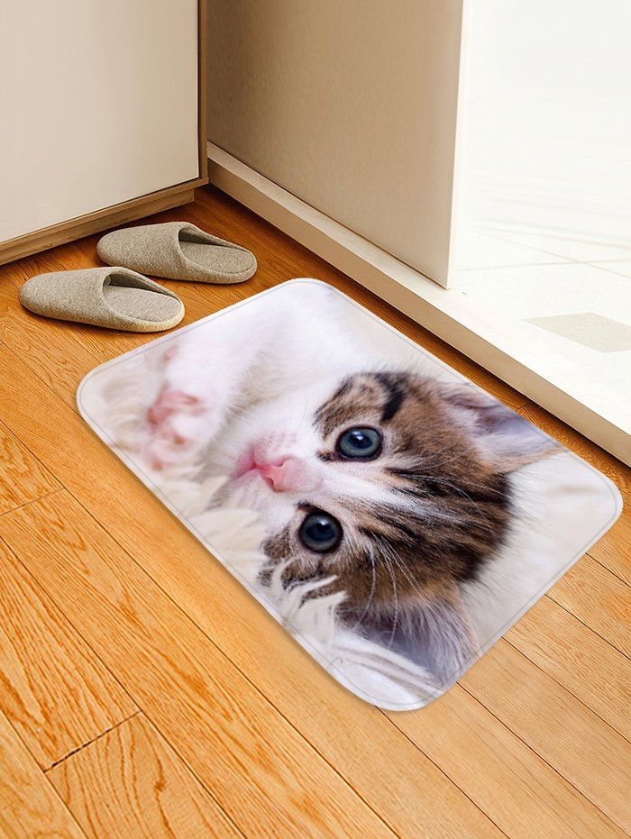 

Uhommi Cute Kitten Print Nonslip Floor Rug, White