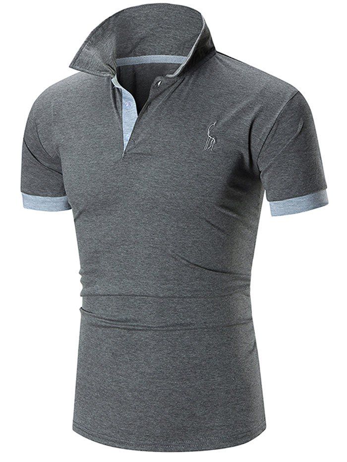 

Slim Fit Embroidery Giraffe Polo T-shirt, Dark slate grey