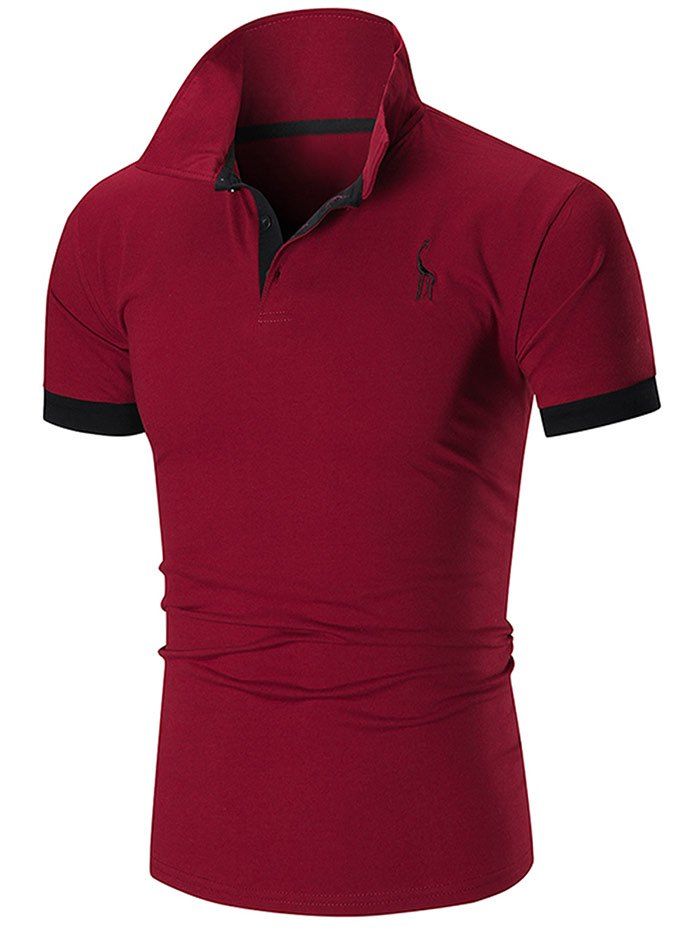 

Slim Fit Embroidery Giraffe Polo T-shirt, Chestnut red