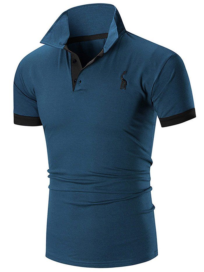 

Slim Fit Embroidery Giraffe Polo T-shirt, Blue jay