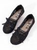 Hollow Out Bow Decorated Flat Heel Ballet Flats -  