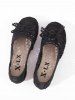 Hollow Out Bow Decorated Flat Heel Ballet Flats -  