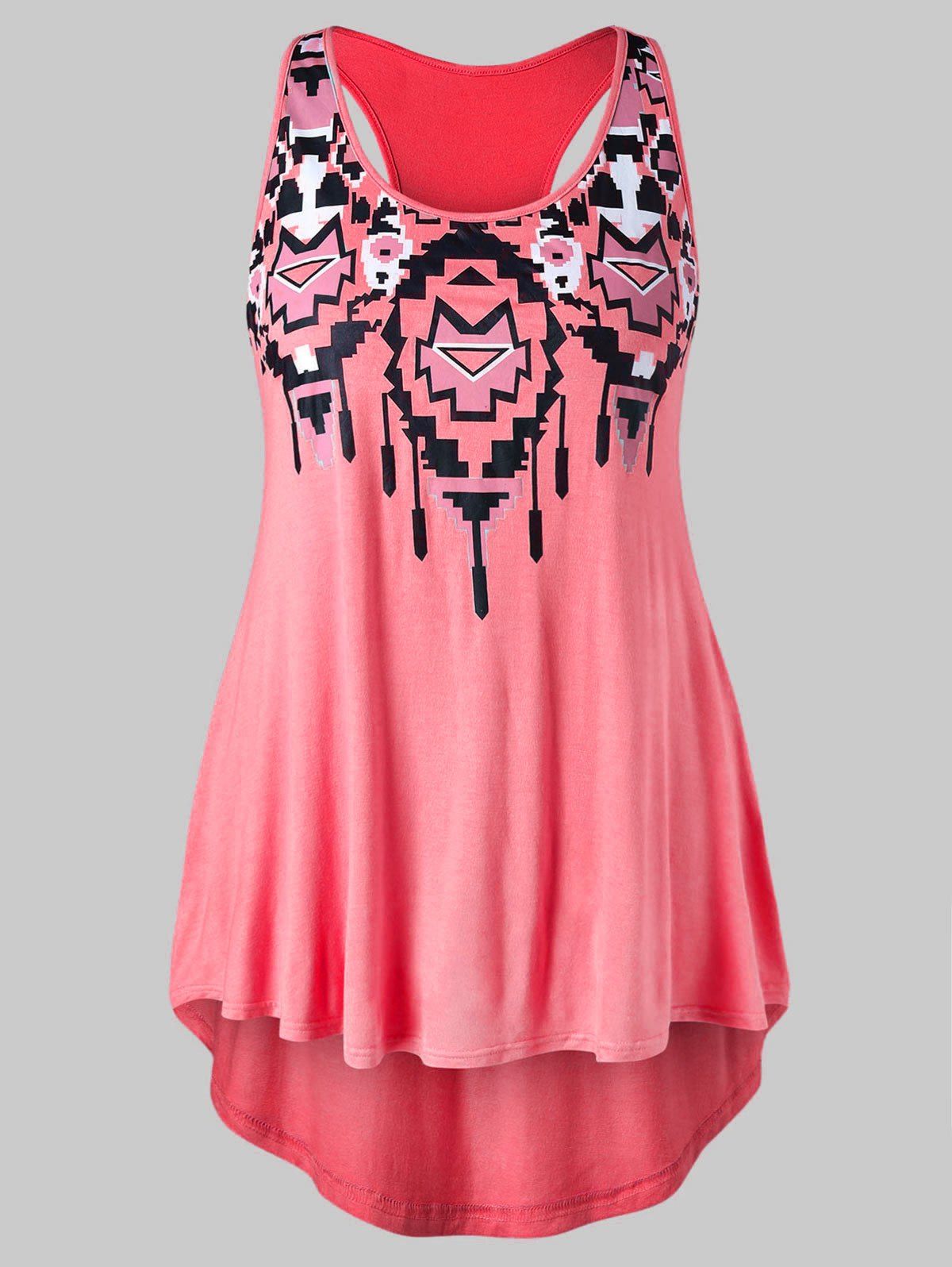 

Plus Size Tribal Print Racerback Tank Top, Watermelon pink