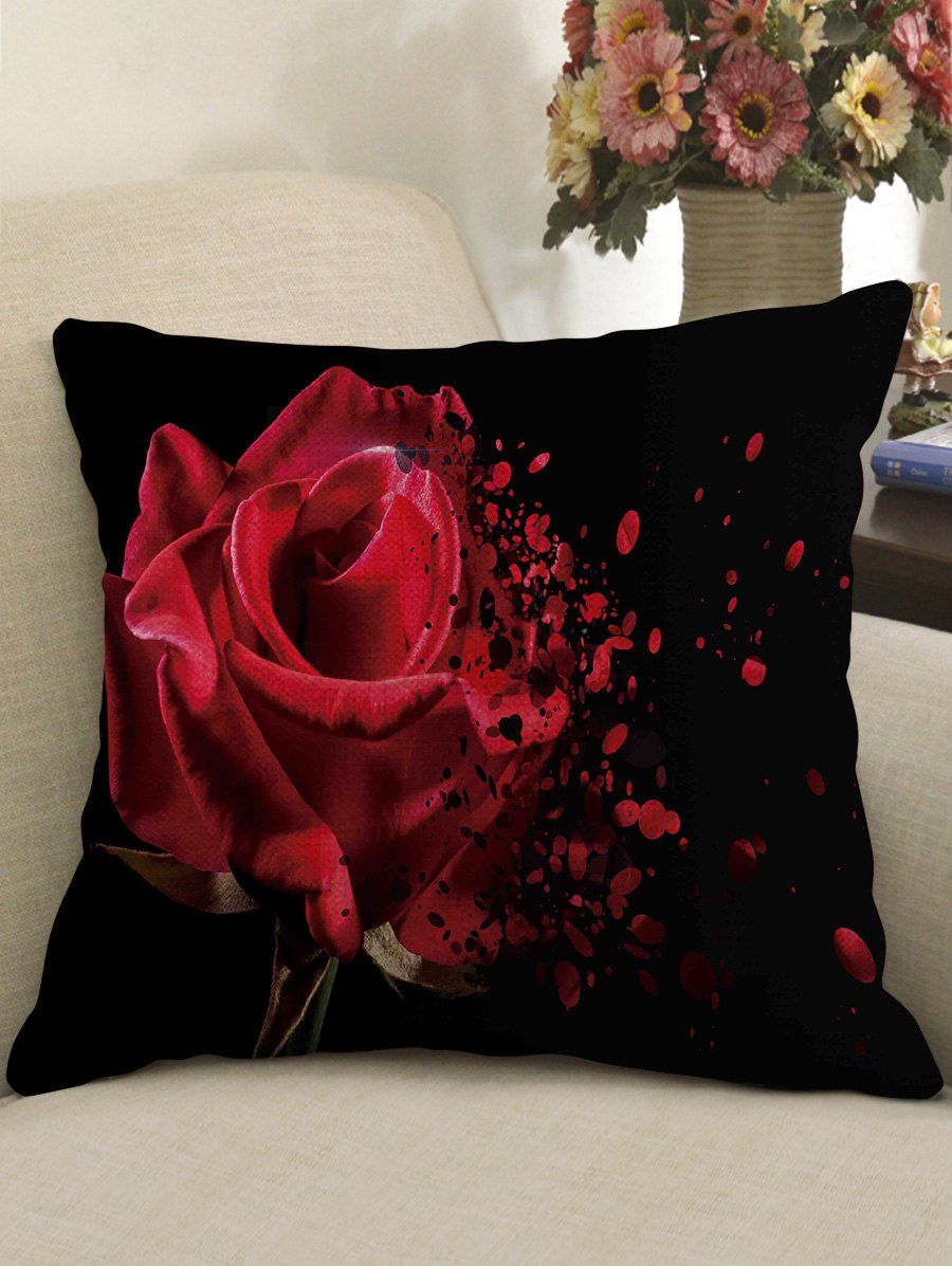 

Rose Fading Print Decorative Linen Sofa Pillowcase, Multi