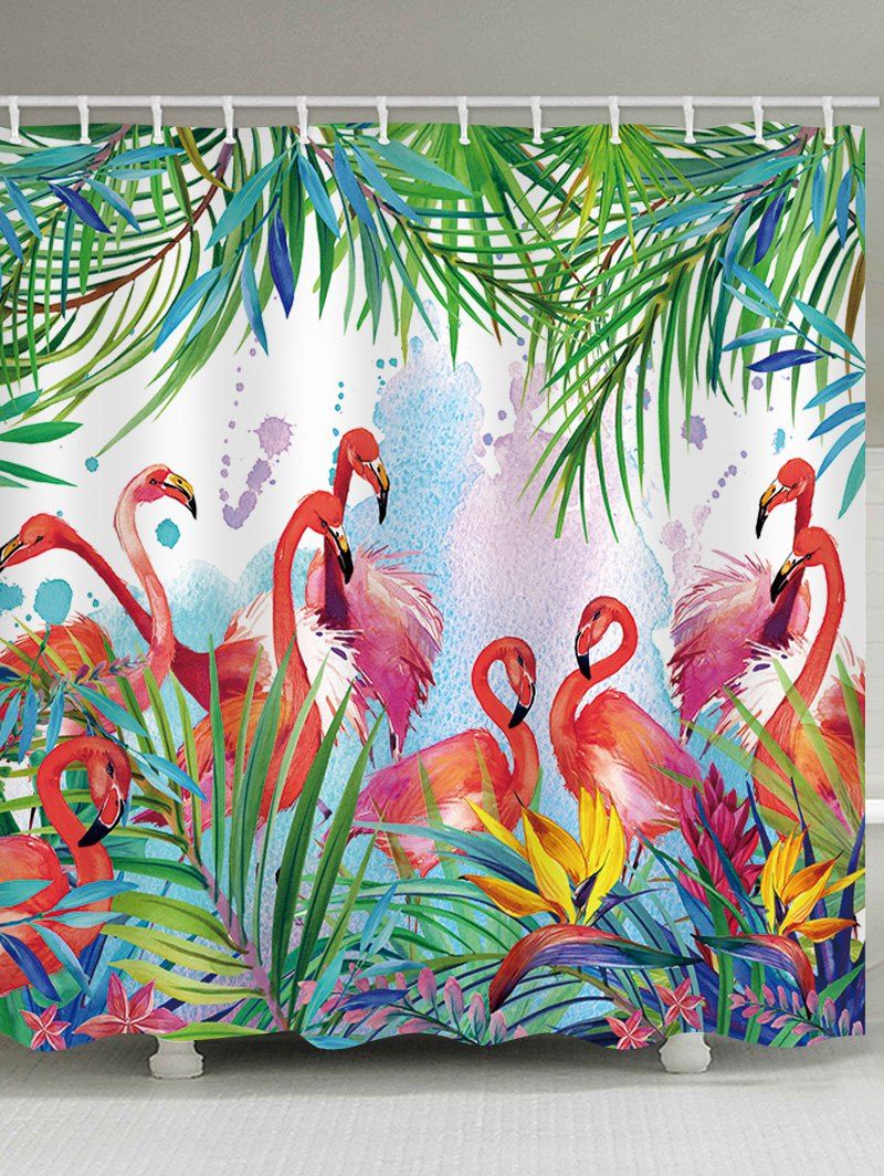 [41% OFF] Flamingos Feast Print Shower Curtain | Rosegal