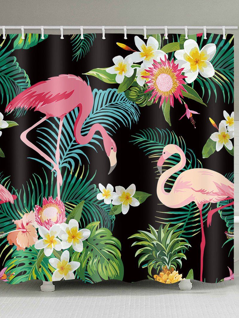 

Flamingo Palm Leaf Print Shower Curtain, Multi