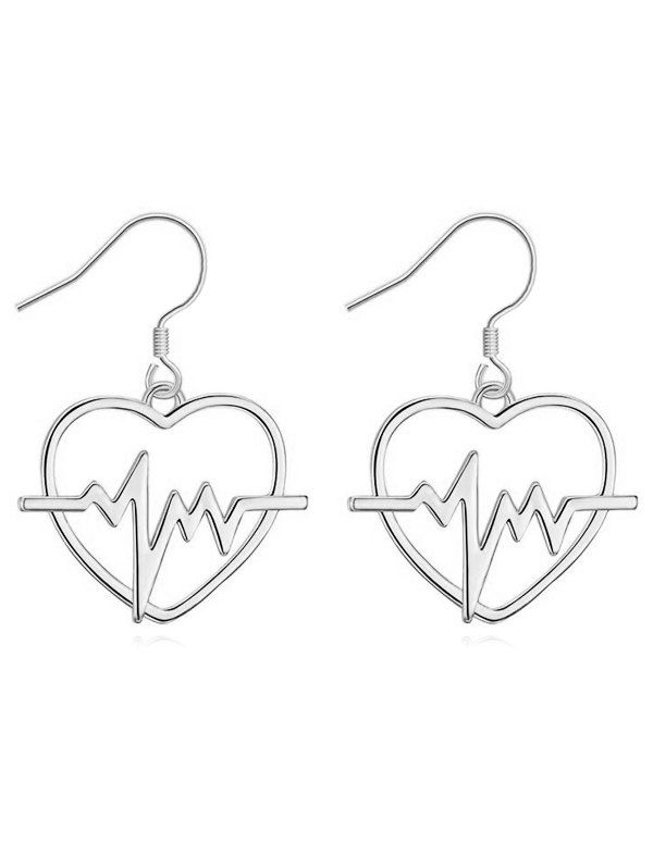 

Stylish Electrocardiogram Heart Hook Earrings, Silver