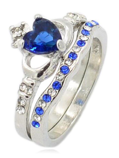 

Rhinestone Faux Sapphire Crown Anniversary Ring, Royal blue