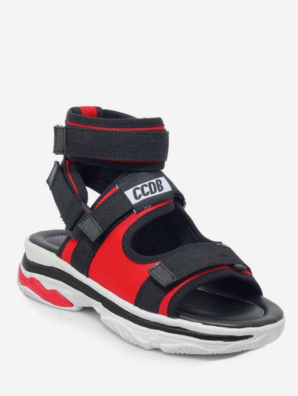 

Plus Size Platform Heel Reversible Color Block Sandals, Red