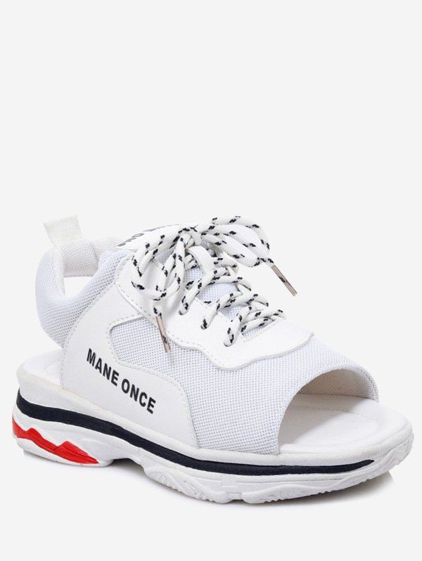 

Plus Size Causal Contrasting Color Peep Toe Platform Sandals, White