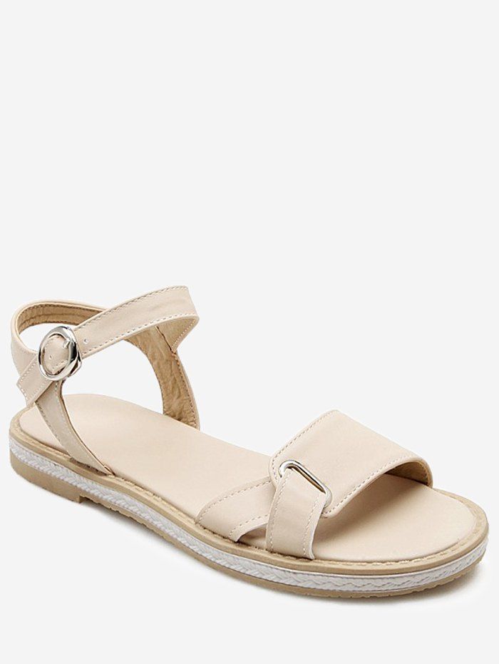 

Plus Size Low Heel Buckled Leisure Sandals, Beige