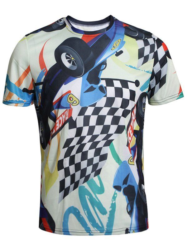 

Casual 3D Wheel Print T-shirt, Multi