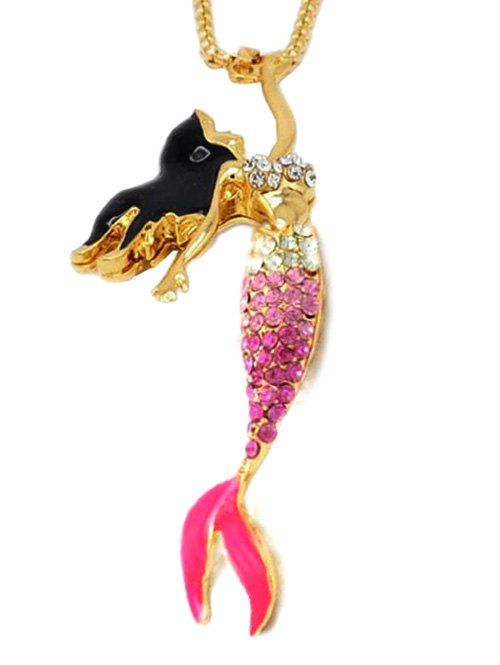 

Elegant Mermaid Necklace with Shiny Rhinestone Inlaid, Rose red