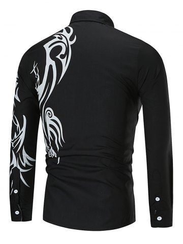 

Dragon Print Long Sleeve Shirt, Black