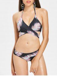 Feather Foldover Wrap Bikini Set -  