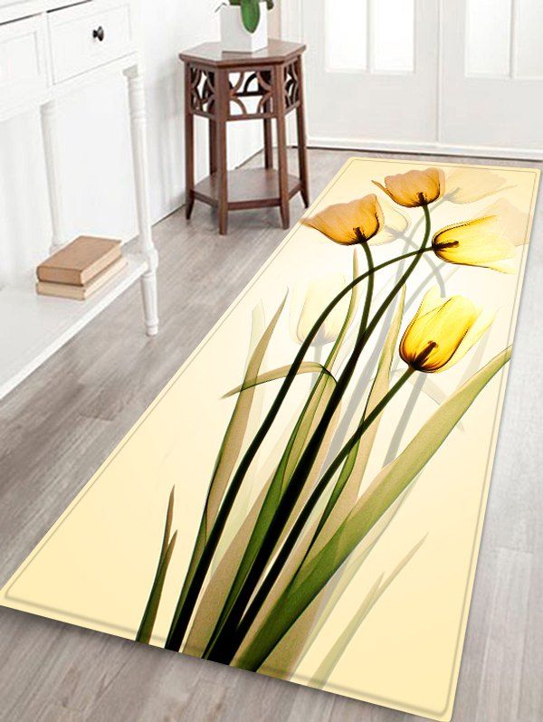 

Flowers Print Anti-skid Water Absorption Area Rug, Cornsilk
