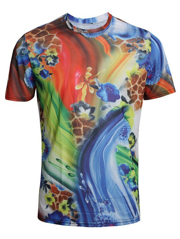 

Casual Flower Paint Print T-shirt, Blue ivy