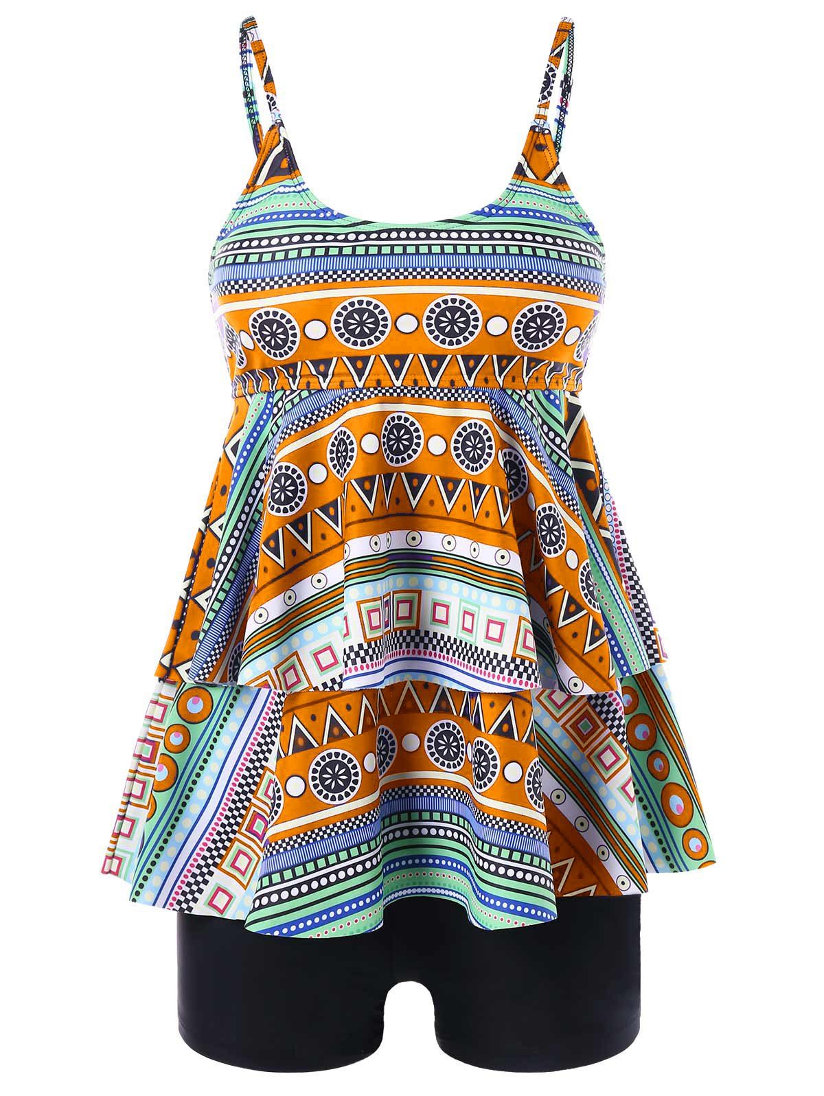 

Plus Size Empire Waist Layered Tankini, Dark orange