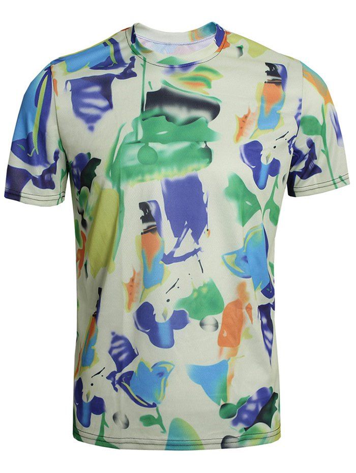 

Casual Paint Splash Print Tee Shirt, Parchment