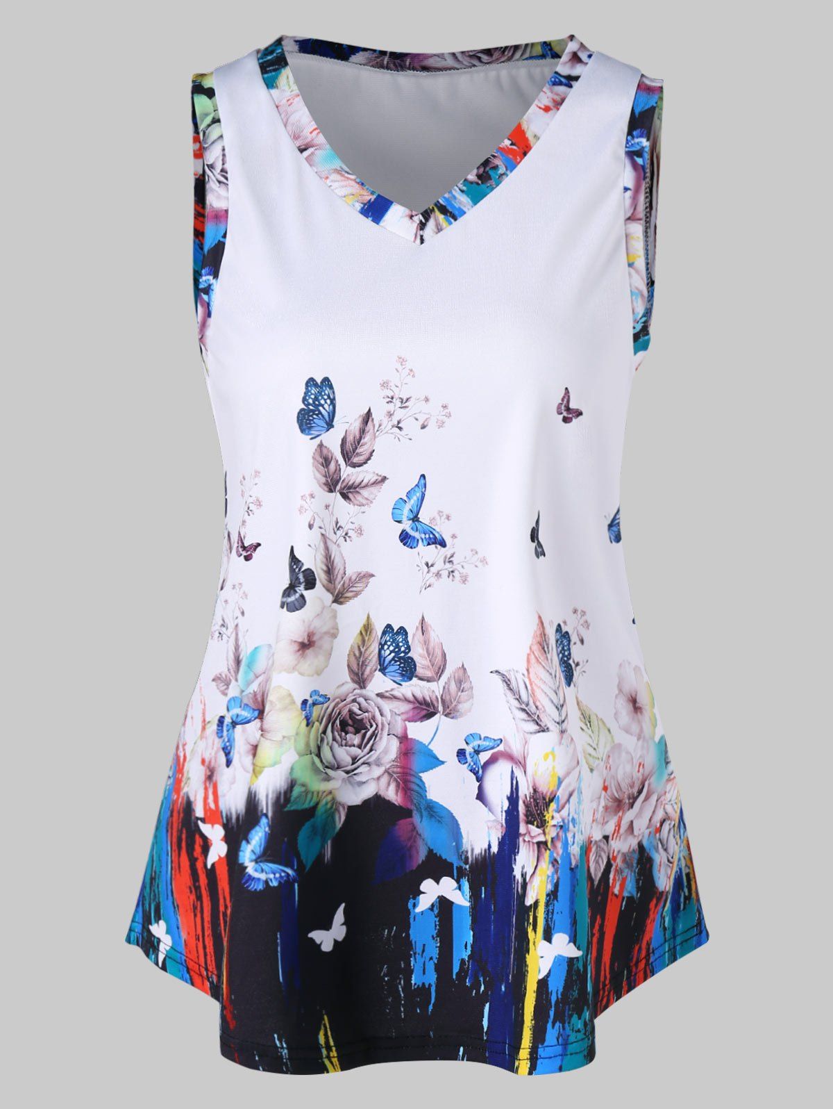 

Floral Swing Tank Top, White